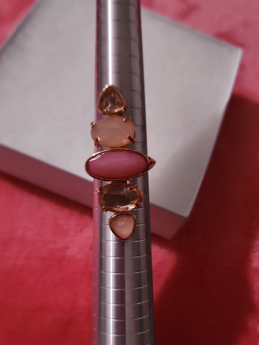 Fashion Pink Multi-Stone Statement Ring - Women Makeup Size 7